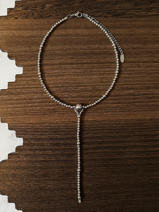 10mm Stainless Steel Western Pearl Lariat Choker Necklace 14 inch Red Saguaro Jewelry by Cimarron Red Saguaro Trading Post