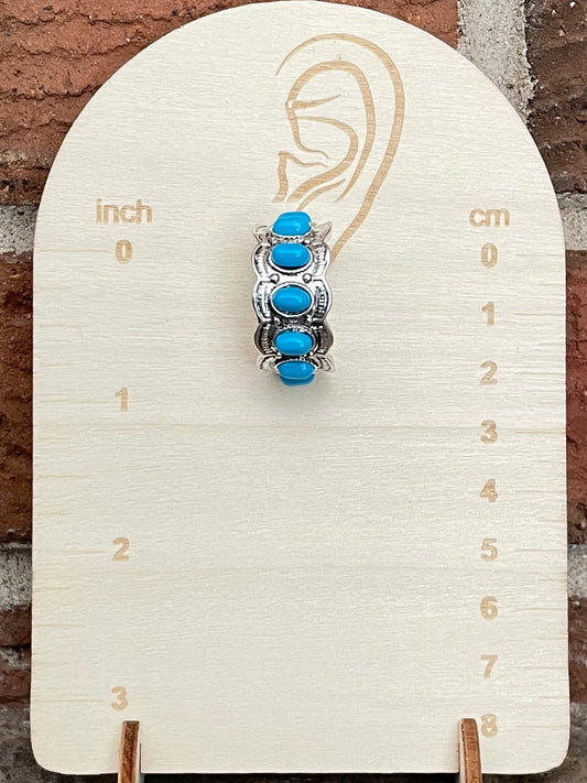 Turquoise Half Hoop Cluster Earrings