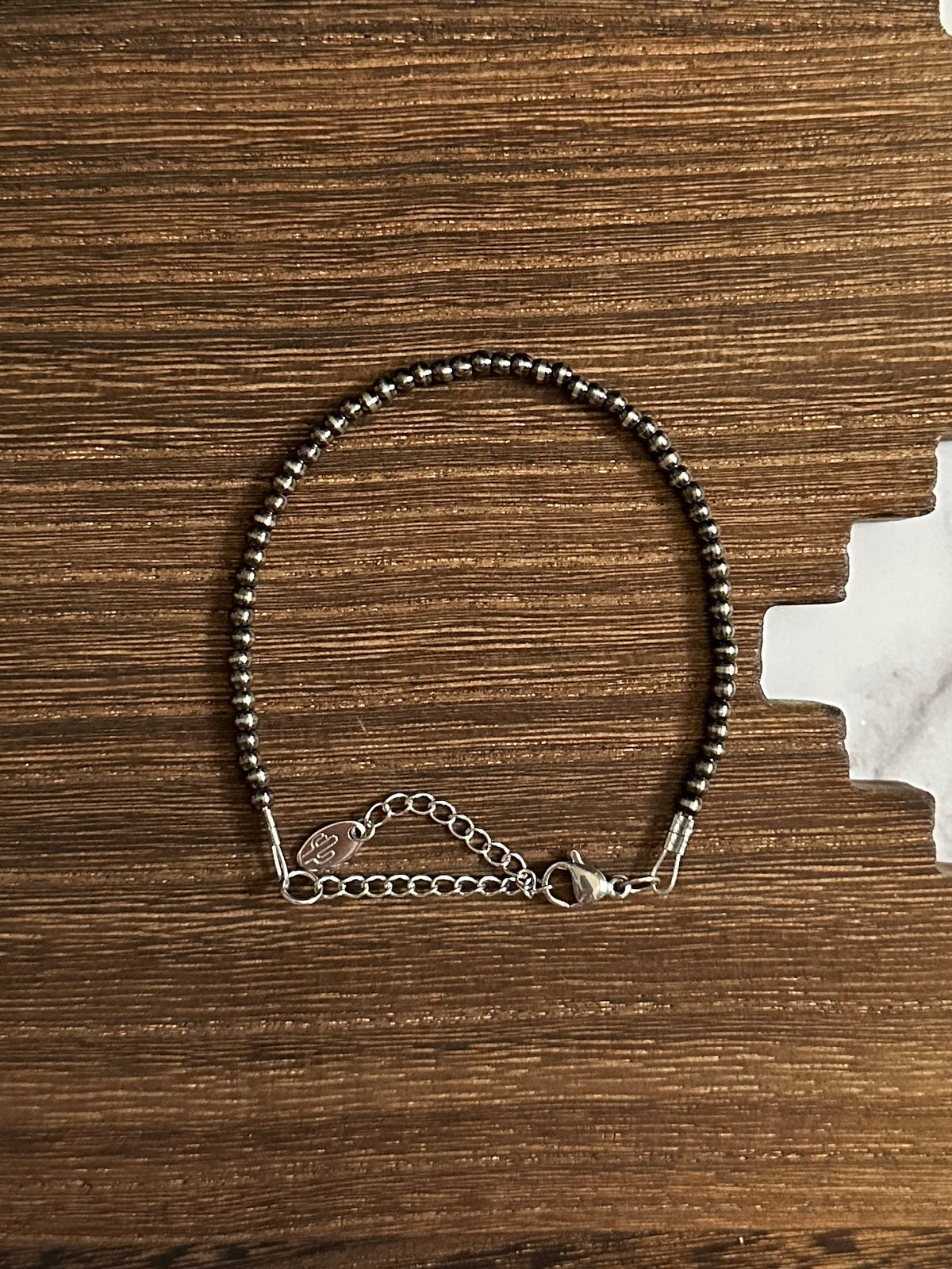 3mm Brushed Steel Western Pearl Bracelet Red Saguaro Jewelry by Cimarron Red Saguaro Trading Post