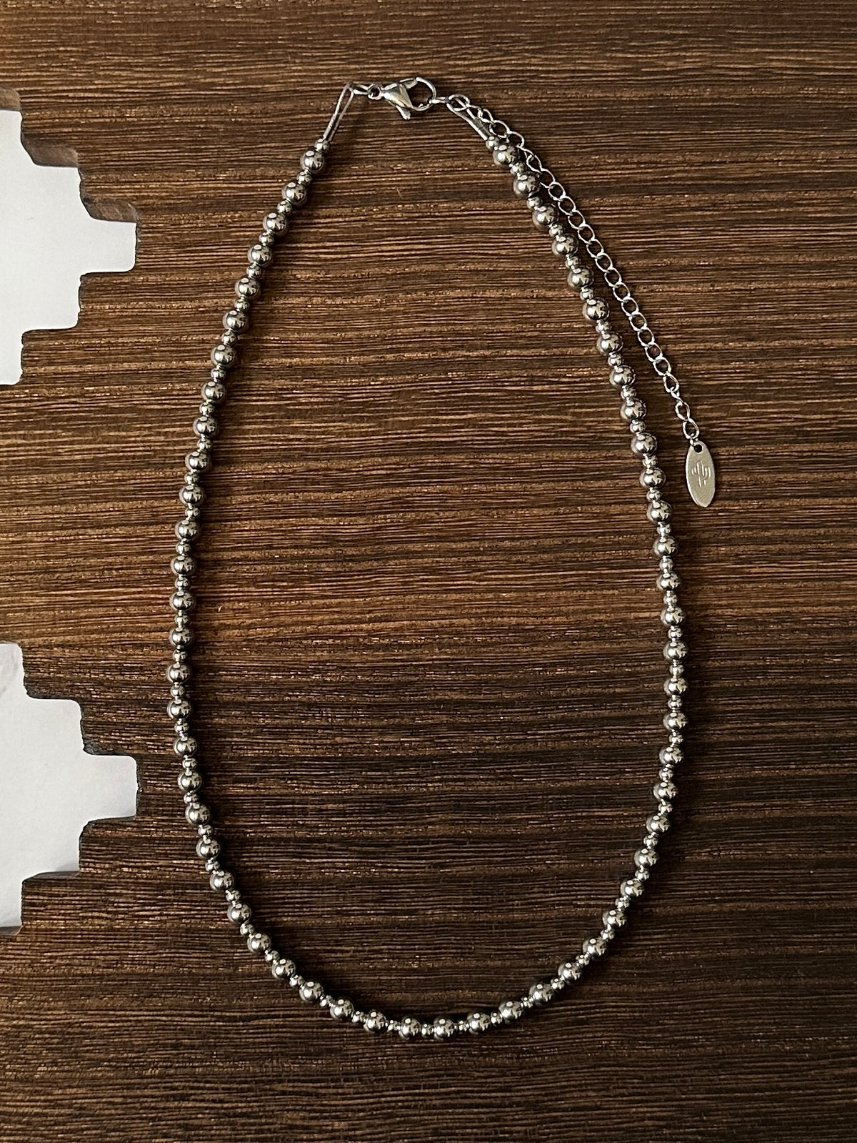 5mm & 3mm Alternating Stainless Steel Western Pearl Necklace 14 inch or 16 inch Red Saguaro Jewelry by Cimarron Red Saguaro Trading Post