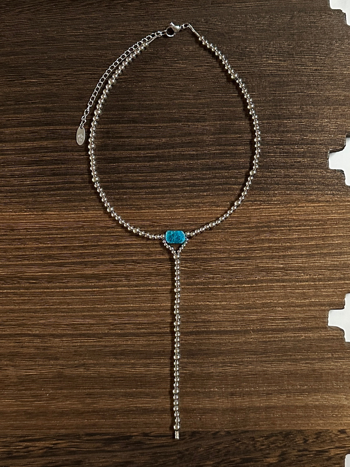 Apatite Stainless Steel Western Pearl Lariat Choker Necklace 14 inch Red Saguaro Jewelry by Cimarron Red Saguaro Trading Post
