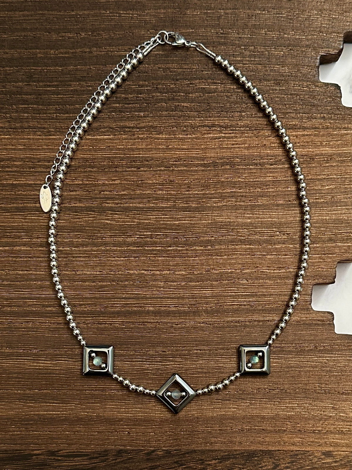 Black Canyon Moonlight Stainless Steel Western Pearl Necklace 16 inch Red Saguaro Jewelry by Cimarron Red Saguaro Trading Post