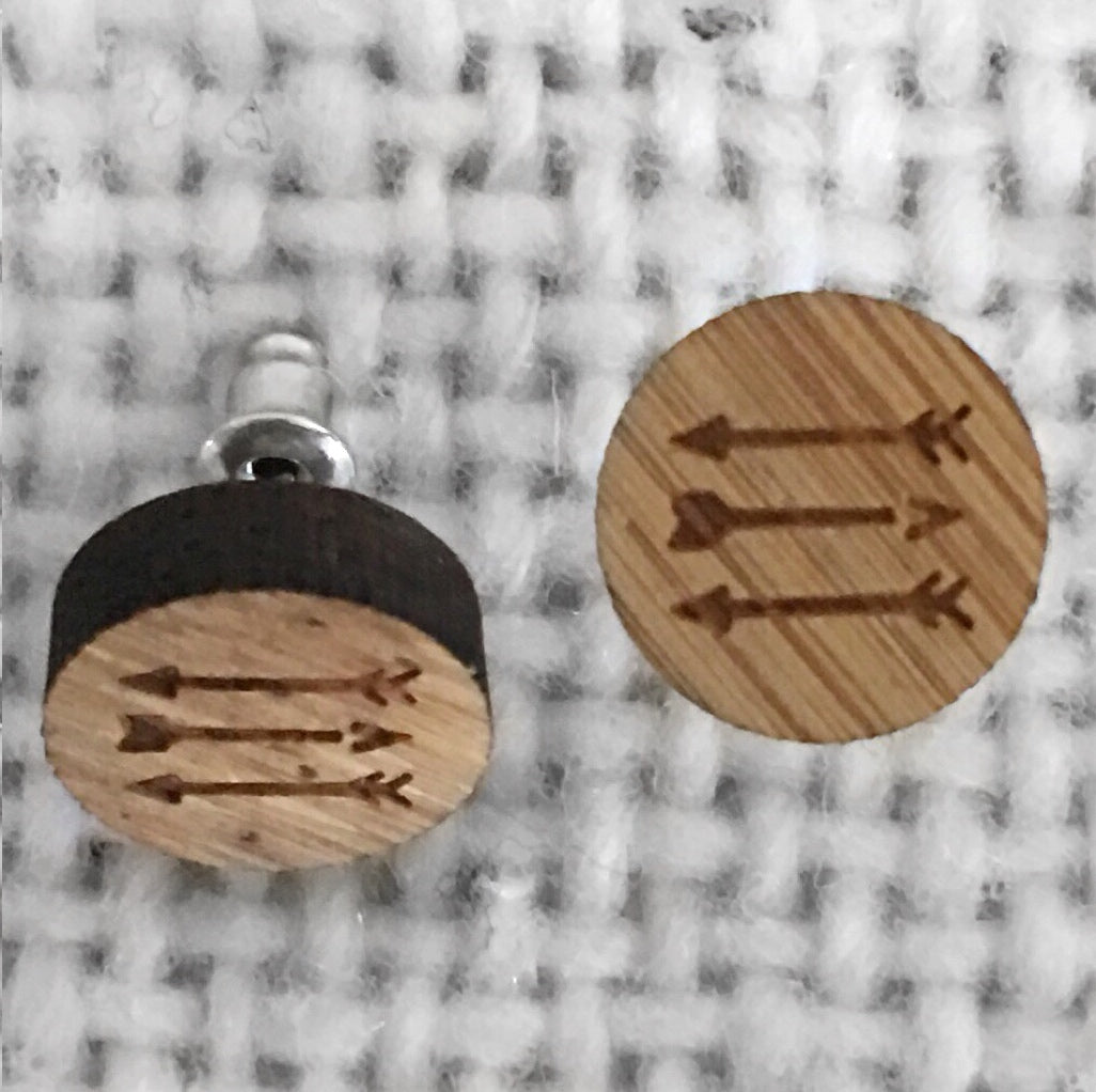 Burned Wood Earrings - Arrows