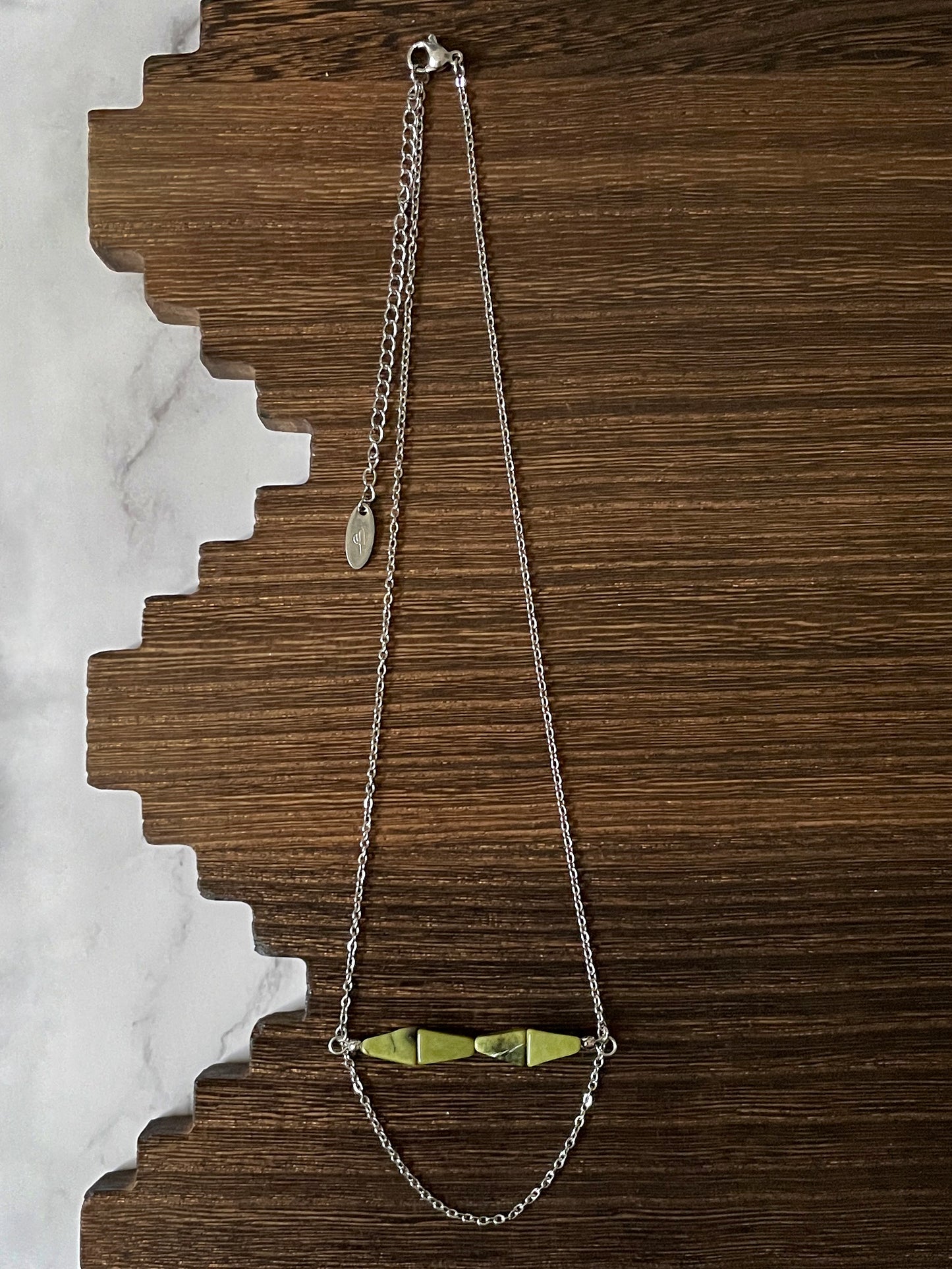 Chaparral Point Natural Stone Western Bar Necklace Silver 16 inch
