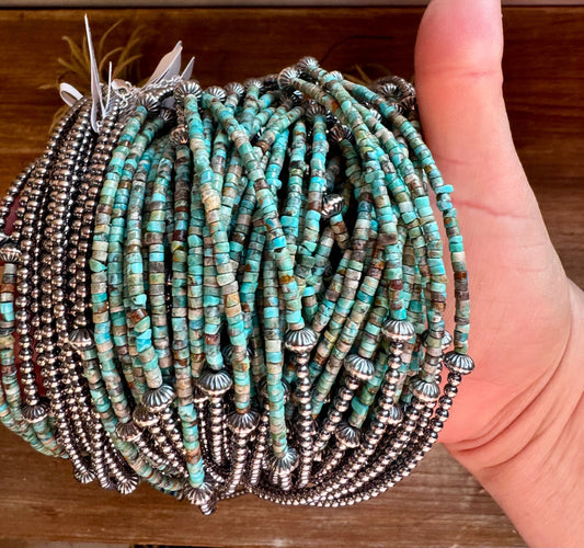 Blue-Green Turquoise Heishi Choker – 14"