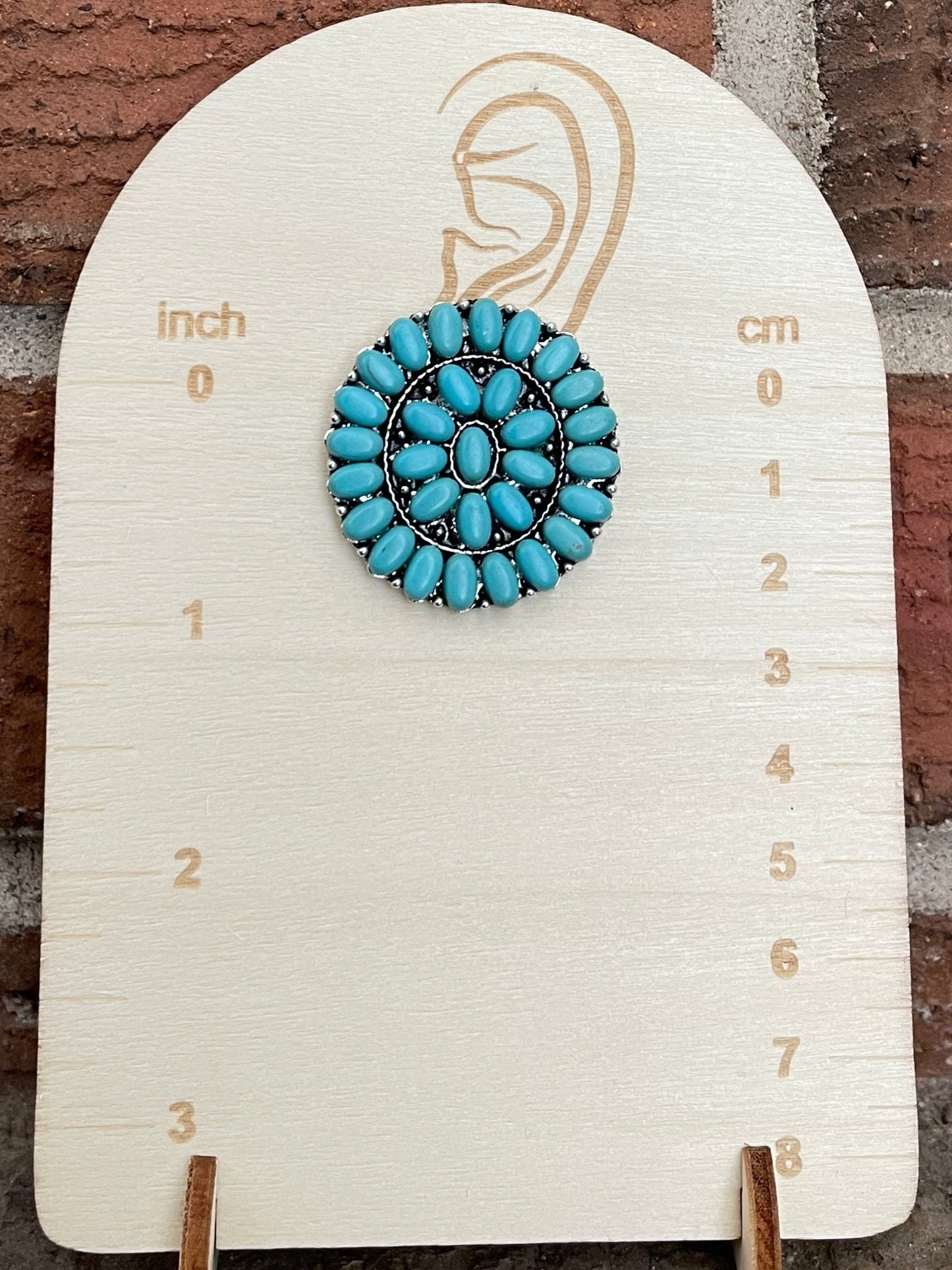 Faux Turquoise Cluster Concho Earrings