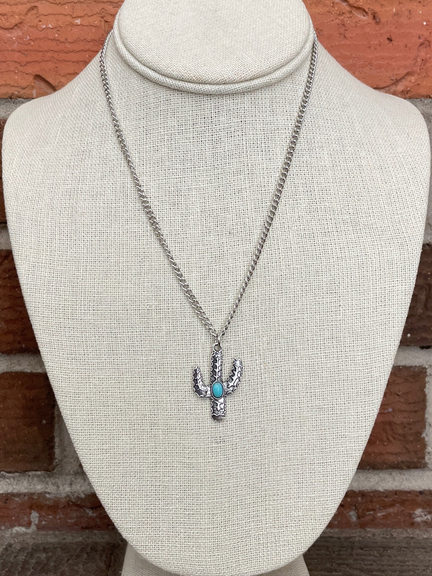 Faux Turquoise Saguaro Cactus Necklace