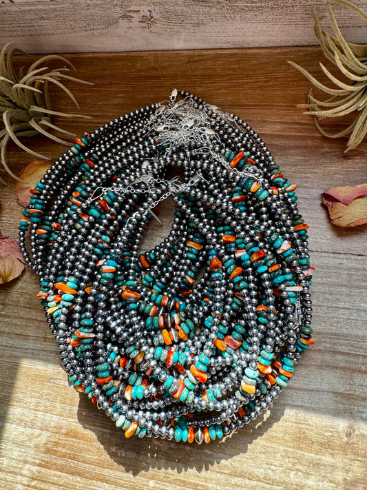 All Around - 4 mm Sterling silver pearls choker