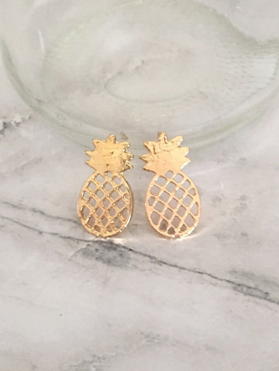 Geometric Pineapple Earrings - Gold