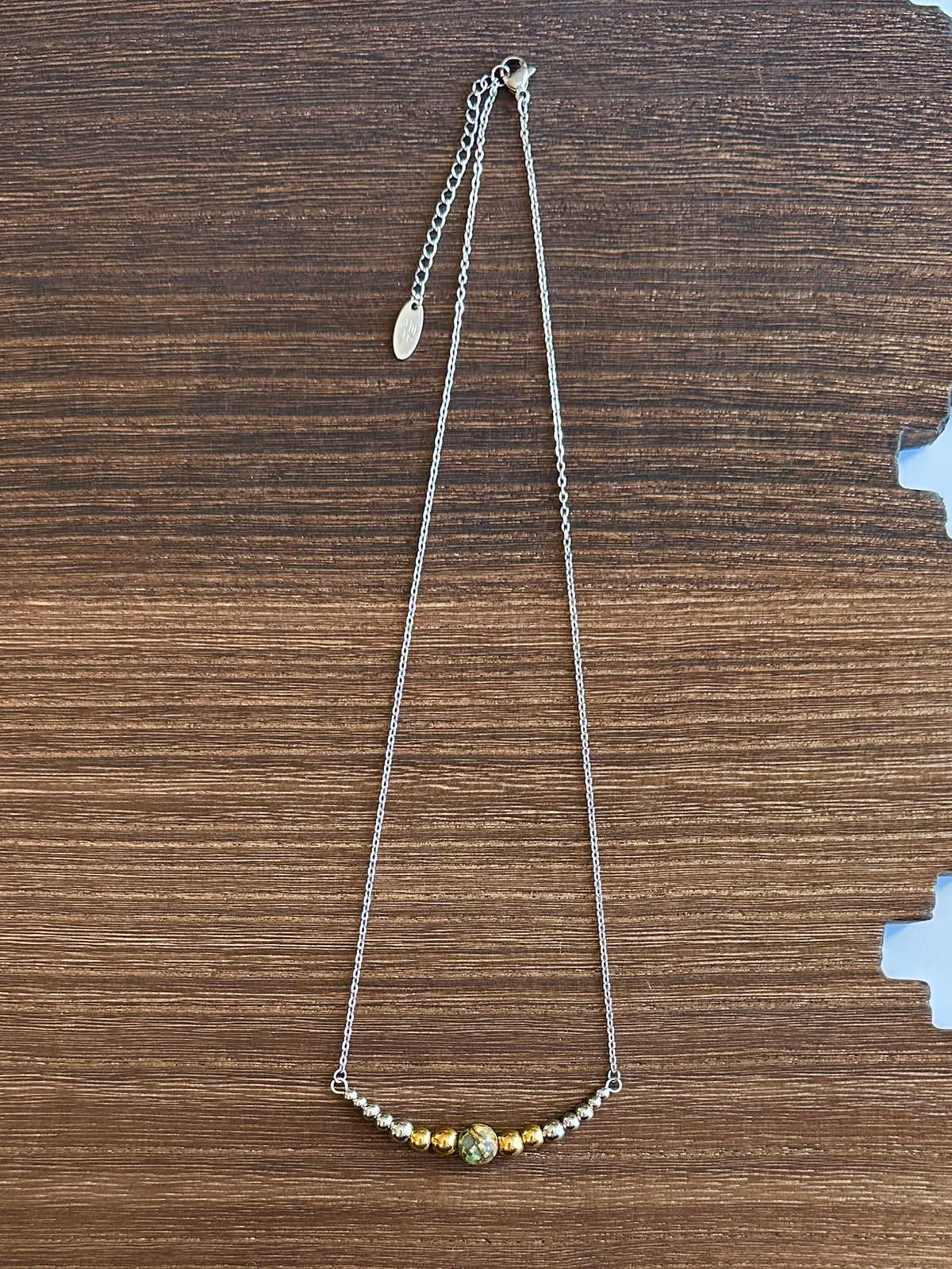 Golden Sage Stainless Steel Western Pearl 2 inch Bar Necklace 16 inch Red Saguaro Jewelry by Cimarron Red Saguaro Trading Post