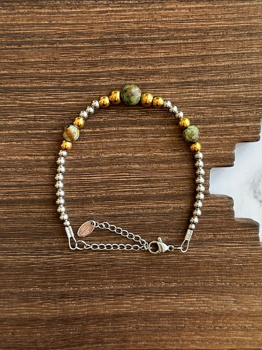 Golden Sage Stainless Steel Western Pearl Bracelet Red Saguaro Jewelry by Cimarron Red Saguaro Trading Post