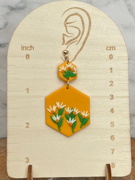 Handmade Polymer Clay Daisy Earrings