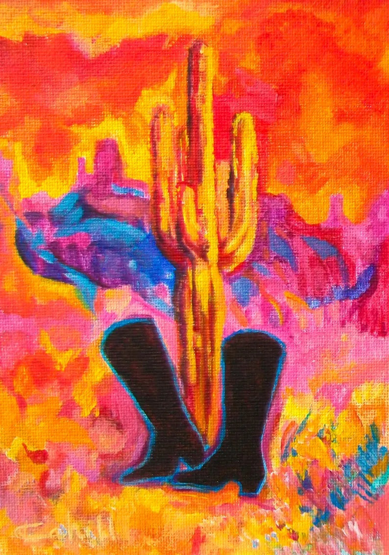 Hot Desert Boots Original Acrylic Painting by Lynn Cahill