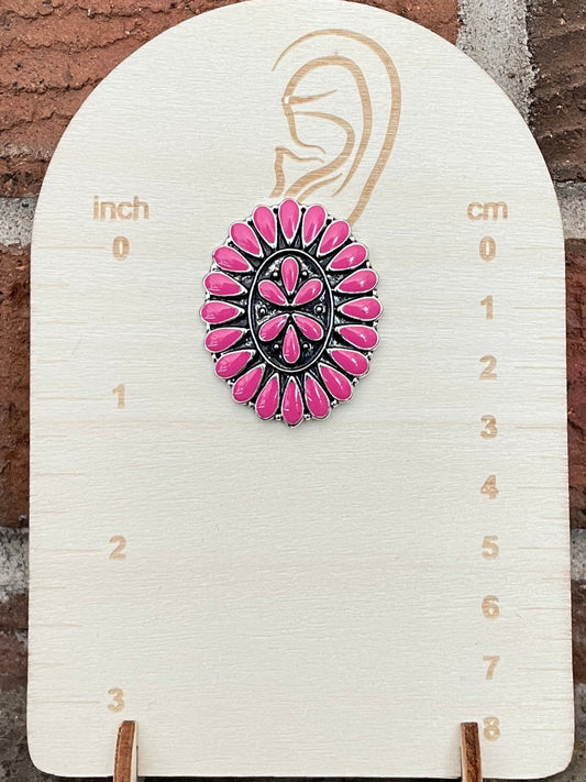 Hot Pink Oval Cluster Earrings