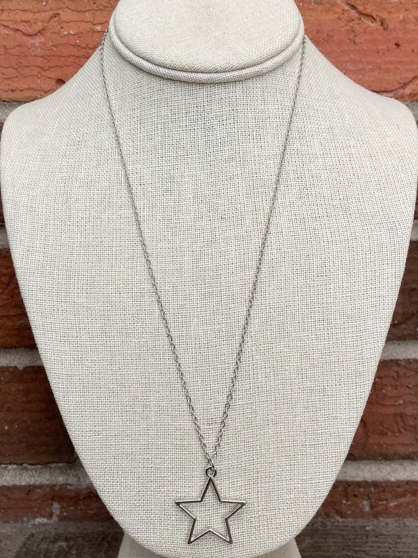 Layered Star Necklace Set with White Faux Pearl & Silver Beads