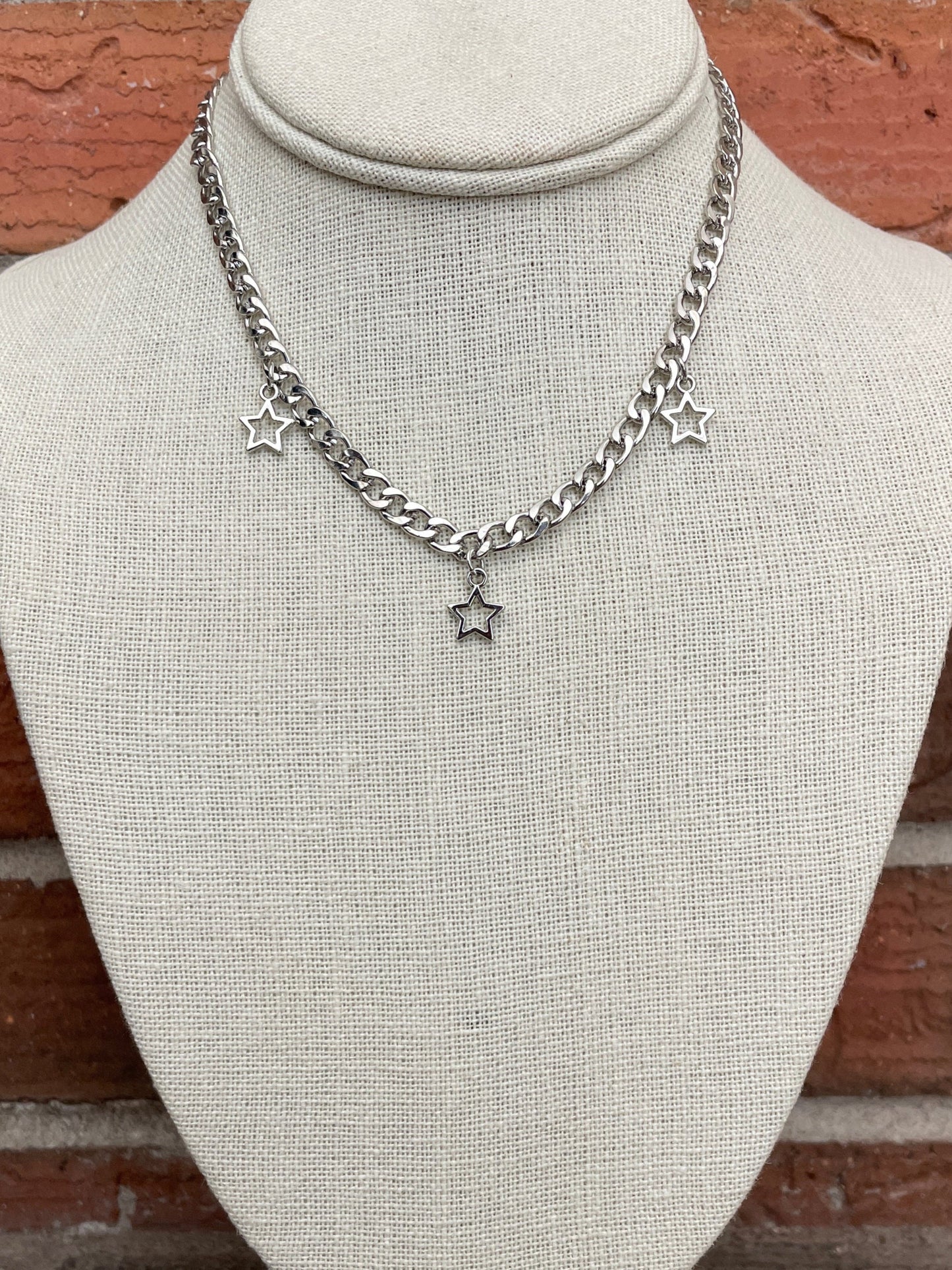Layered Star Necklace Set with White Faux Pearls
