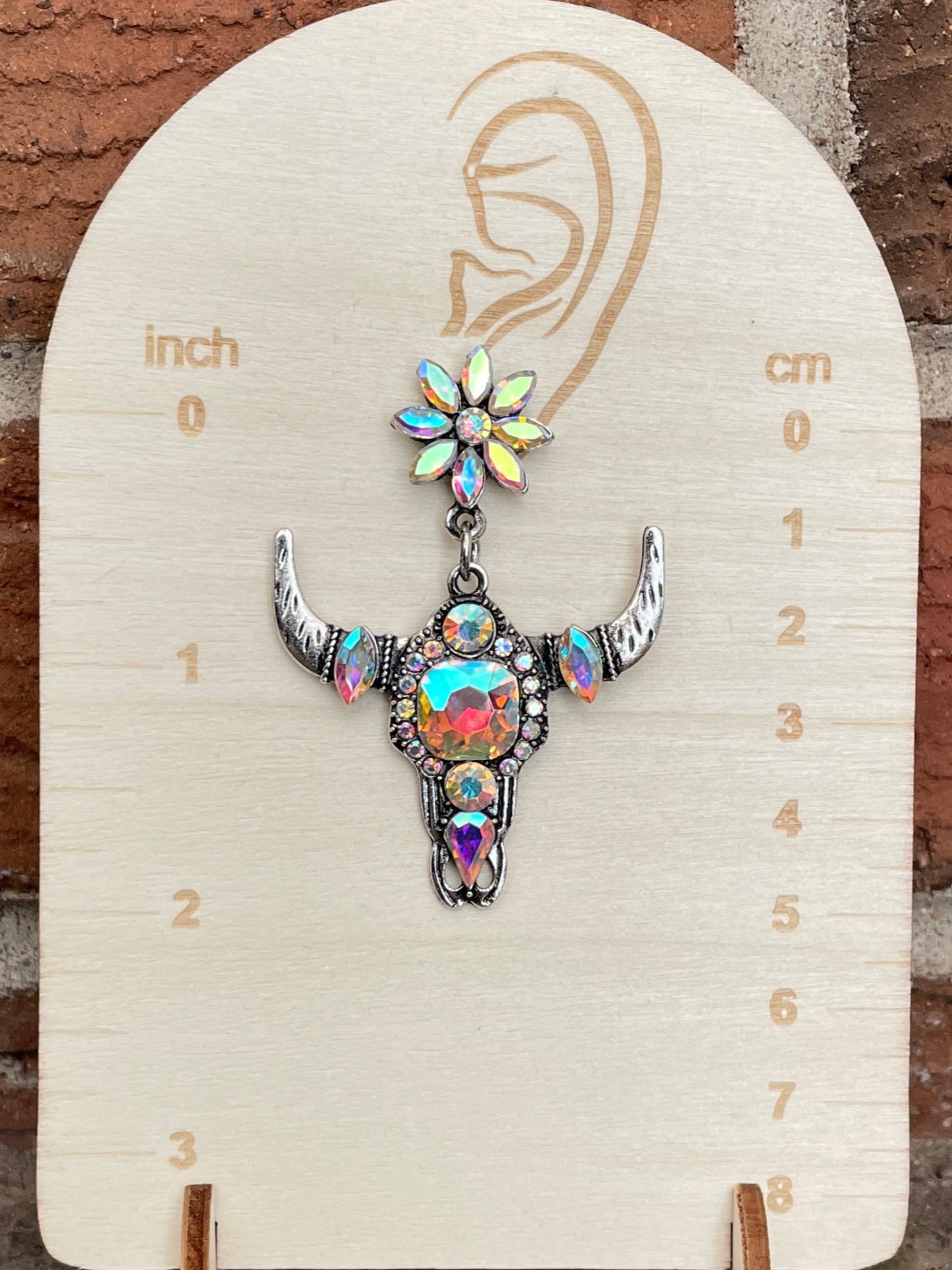 Bling Steer Skull Drop Earrings
