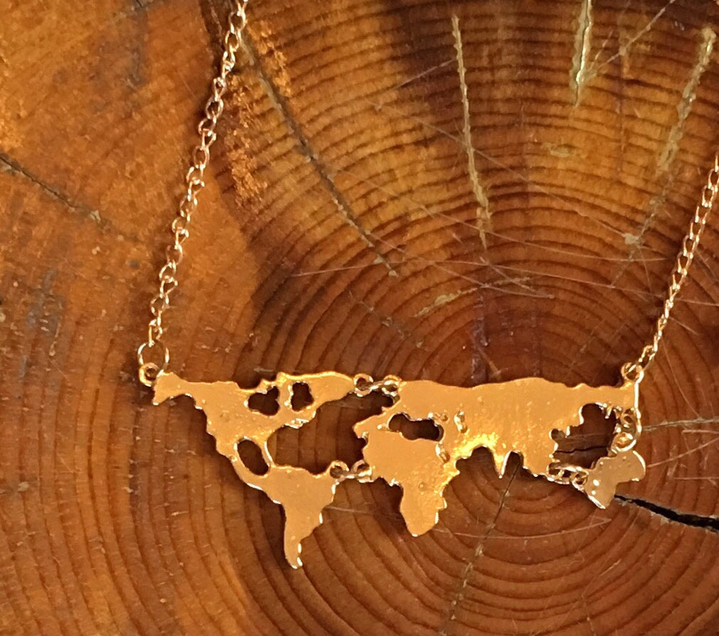 Travel the Map Necklace - Gold