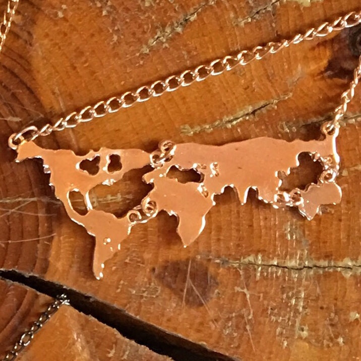 Travel the Map Necklace - Rose Gold
