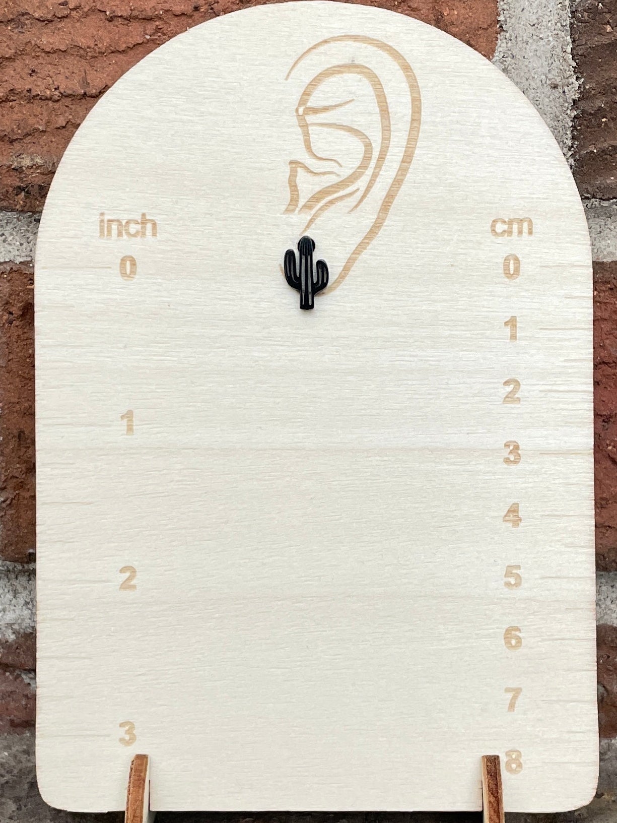 Stainless Steel Saguaro Cactus Earrings - Black