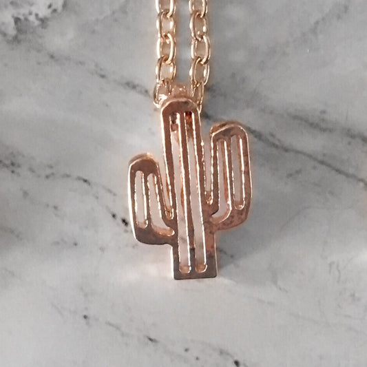 Mini Saguaro Cactus Necklace - Rose Gold