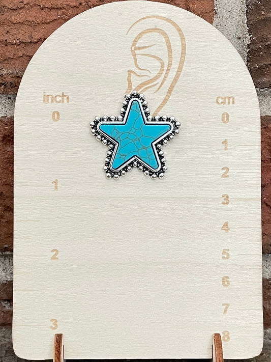 Faux Turquoise Star Stud Earrings