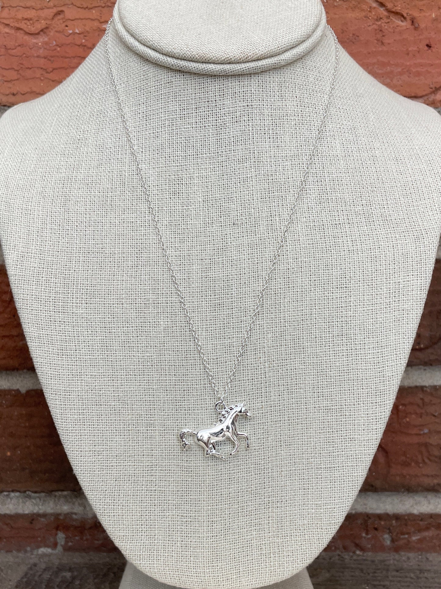 Silver Running Horse Necklace