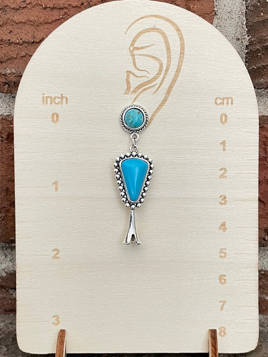 Squash Blossom Earrings with Mixed Faux Turquoise