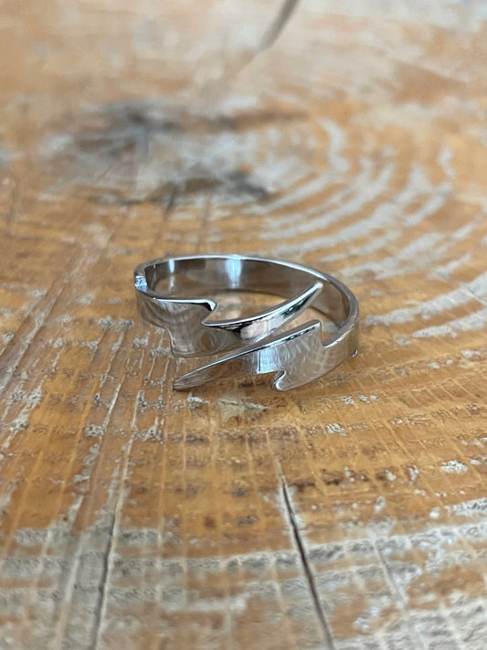 Stainless Steel Lightning Bolt Ring