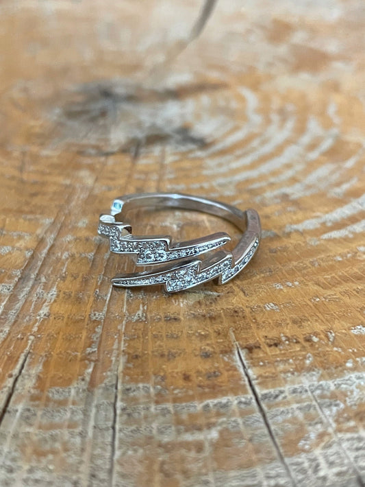 Rhinestone Lightning Bolt Ring