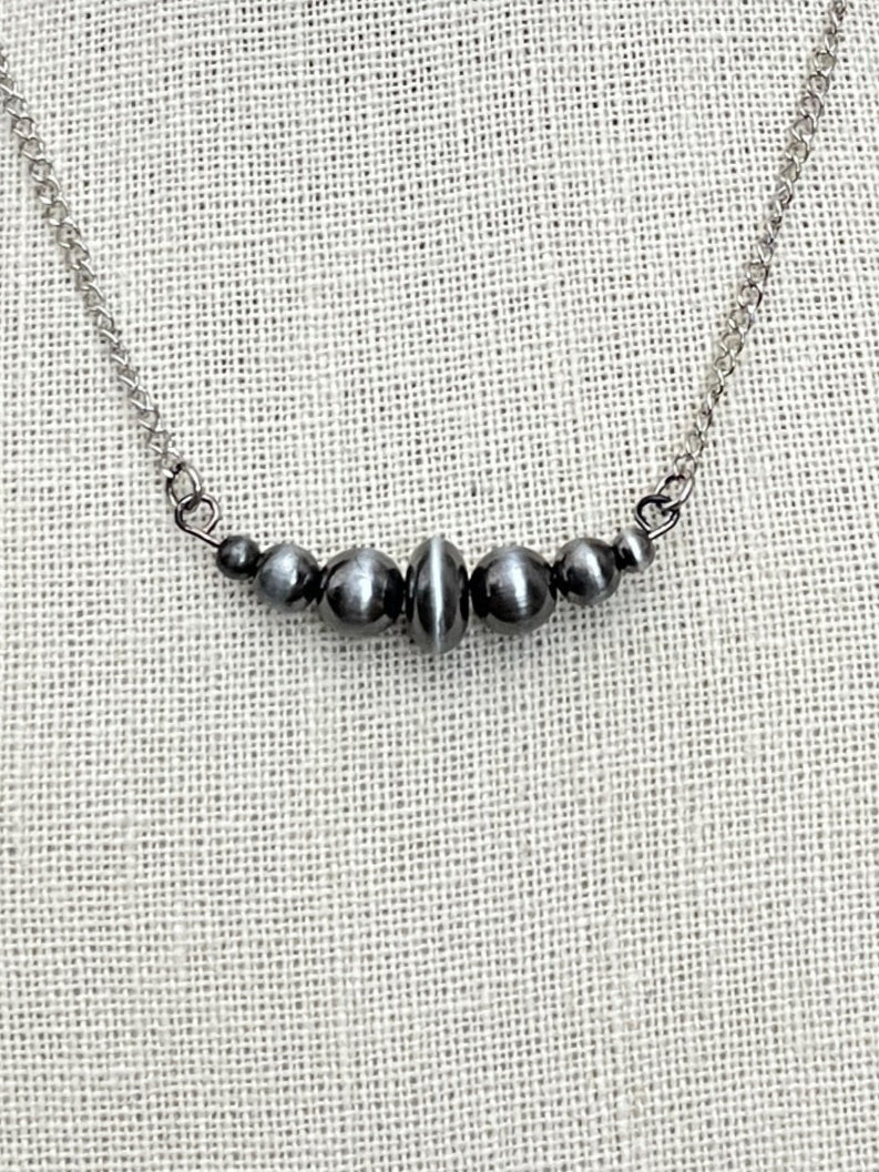 Navajo Style Pearl Necklace with Saucer Pearl