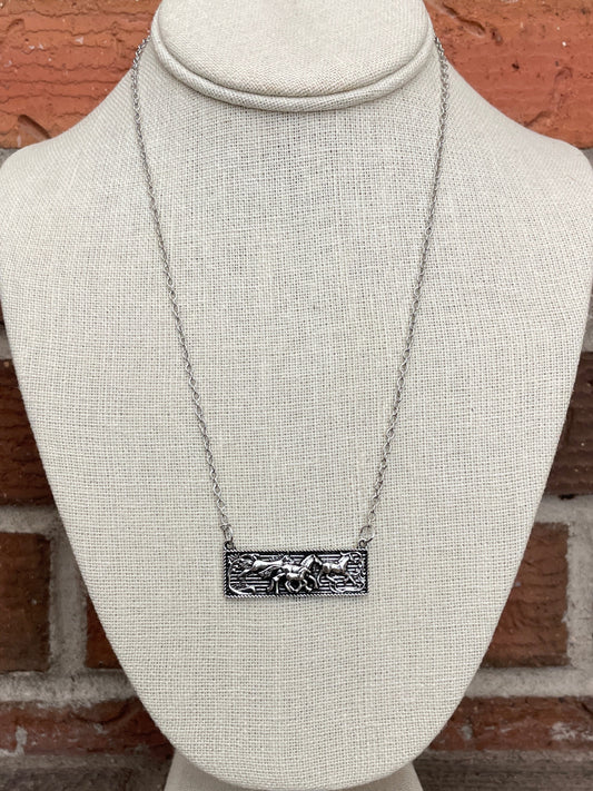 Running Horses Bar Necklace
