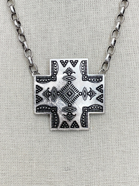 Four Winds Square Cross Necklace