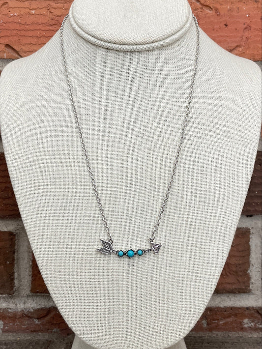 Arrow Necklace with Faux Turquoise