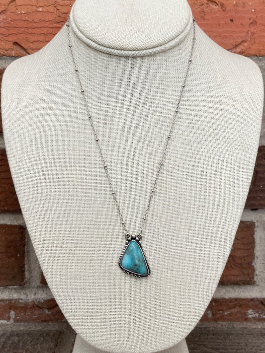 Turquoise Asymmetric Triangle Pendant Necklace