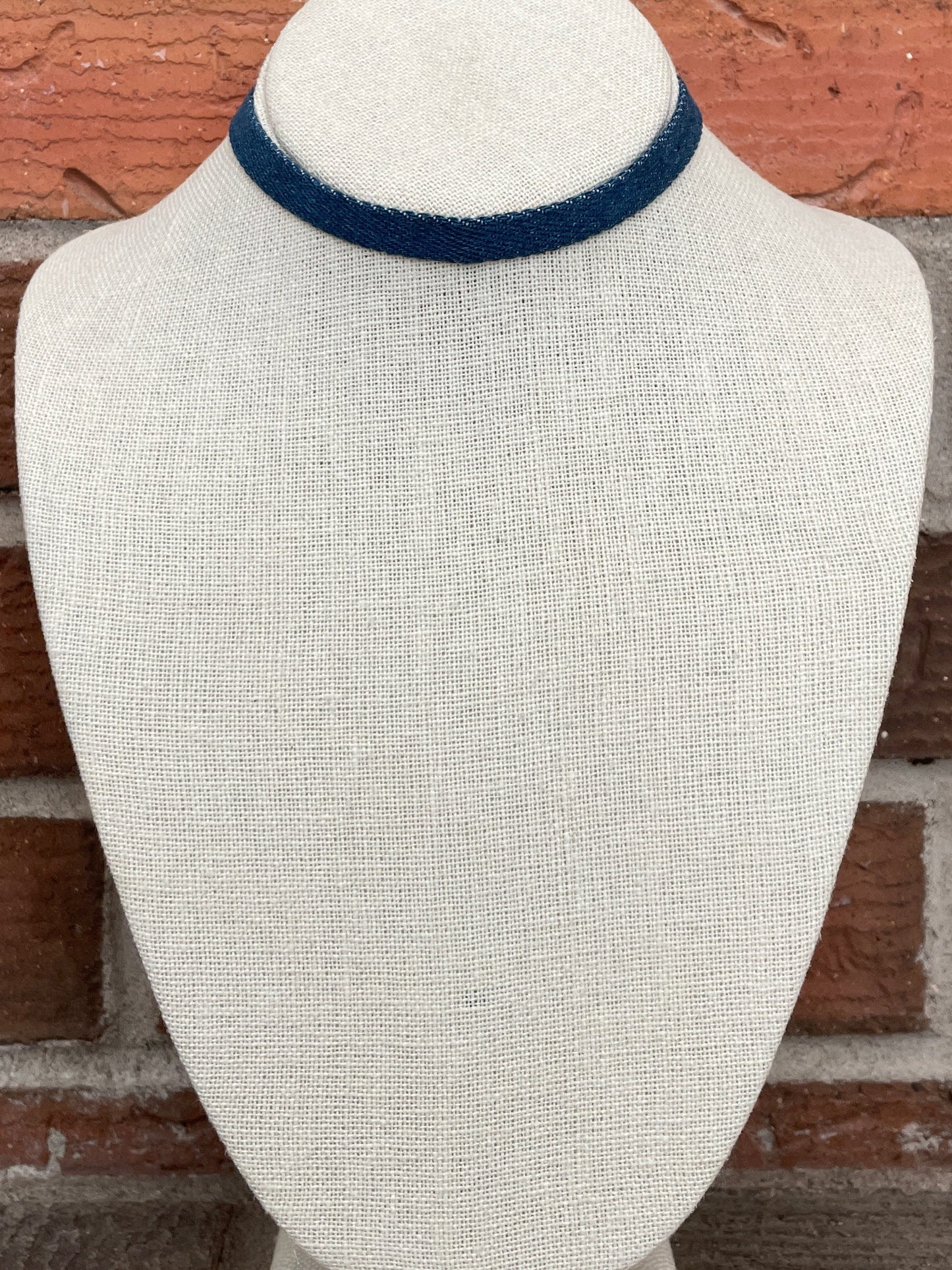 Dark Wash Denim Choker Necklace