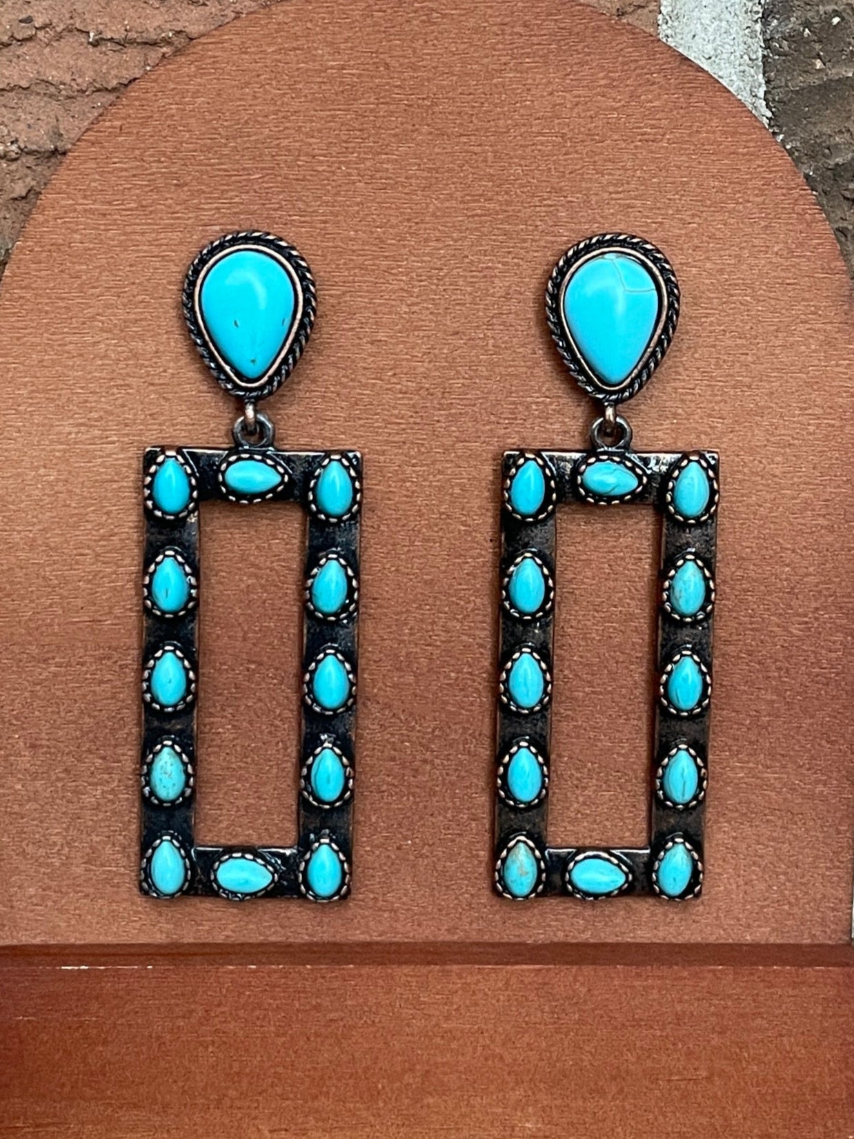 Copper Frame Earrings with Turquoise