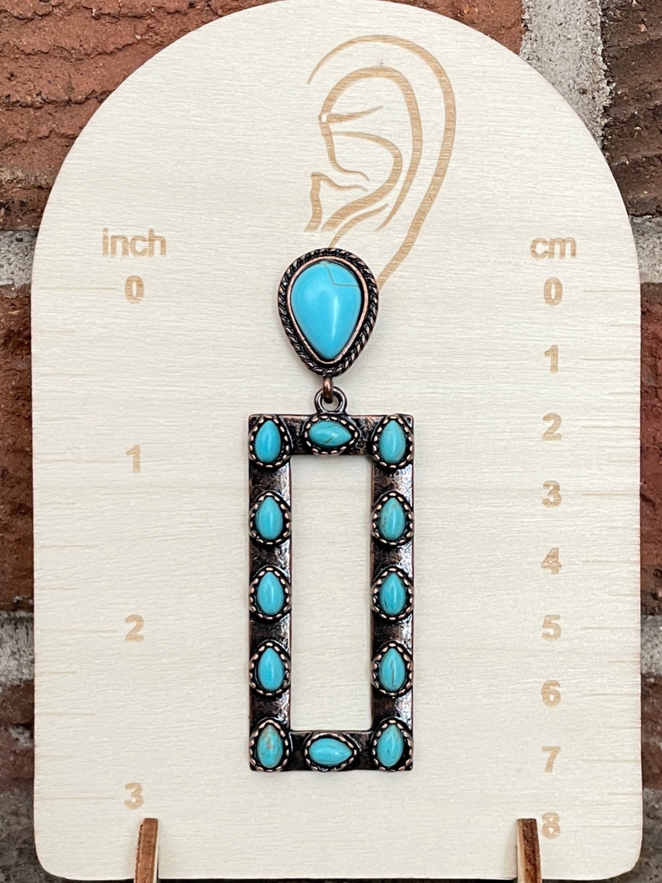 Copper Frame Earrings with Turquoise