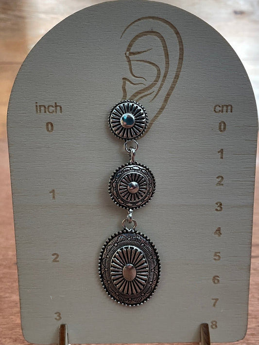 Three Concho Dangle Earrings