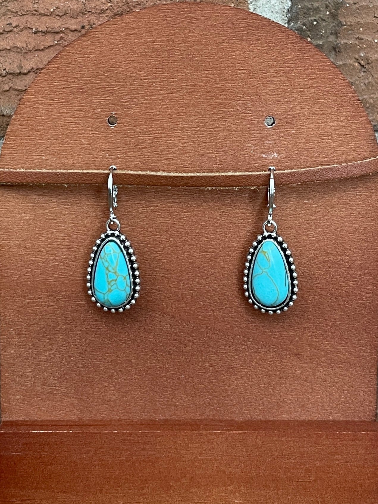 Faux Turquoise Teardrop Earrings
