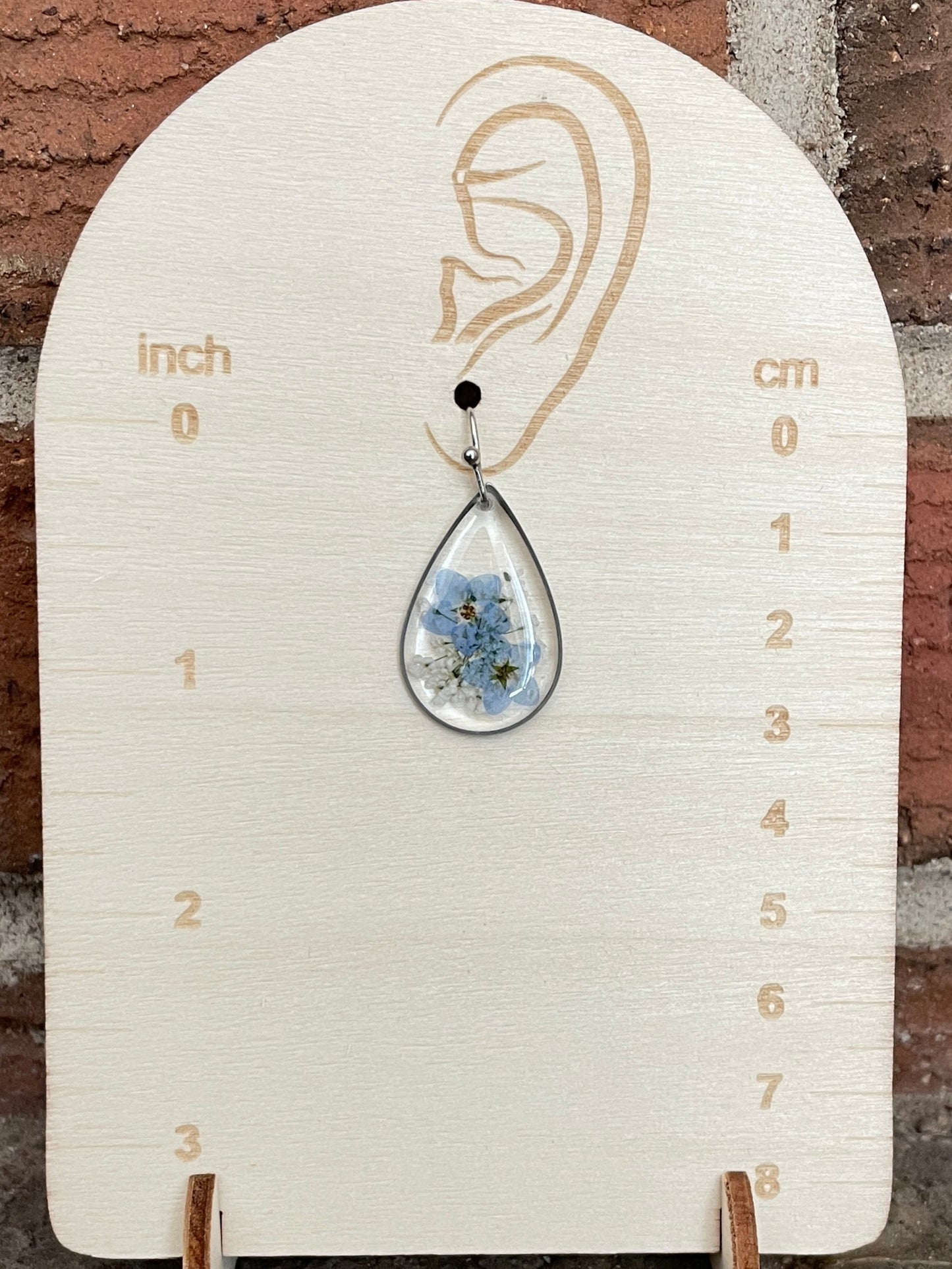 Forget Me Not Pressed Flower Resin Earrings