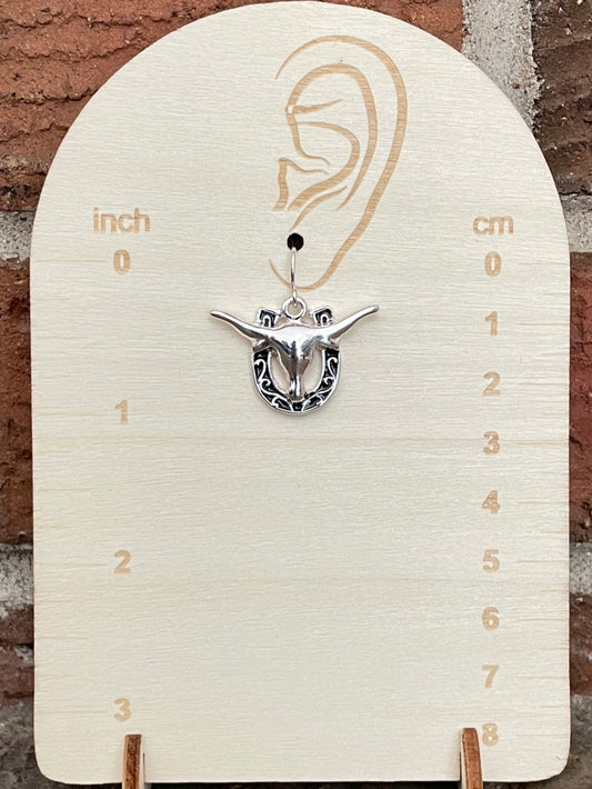 Longhorn and Filigree Horseshoe Earrings