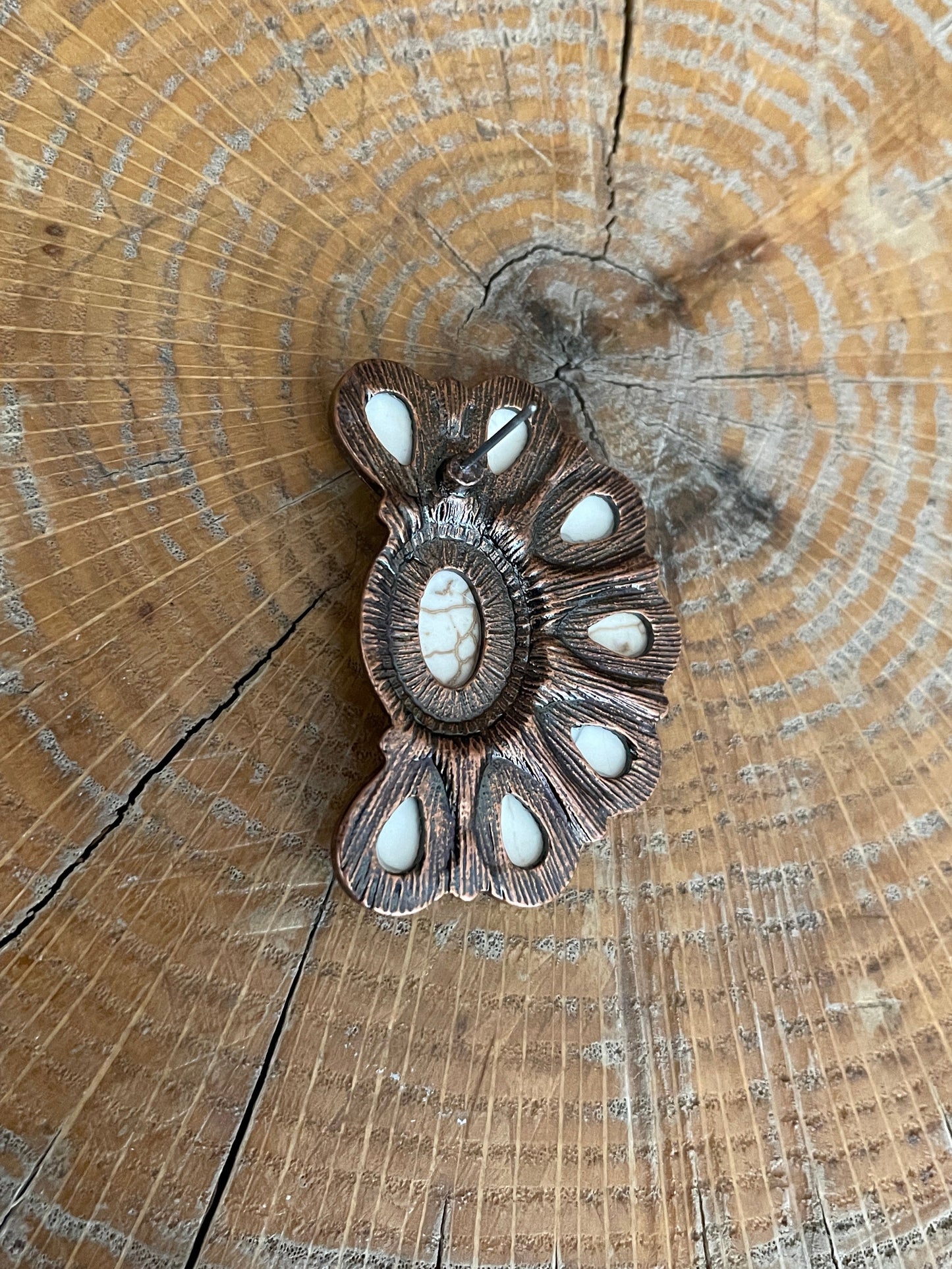 Faux White Buffalo Half Cluster Earrings