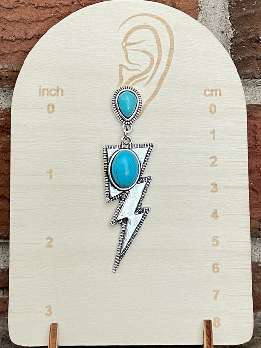 Lightning Bolt Drop Earrings with Turquoise
