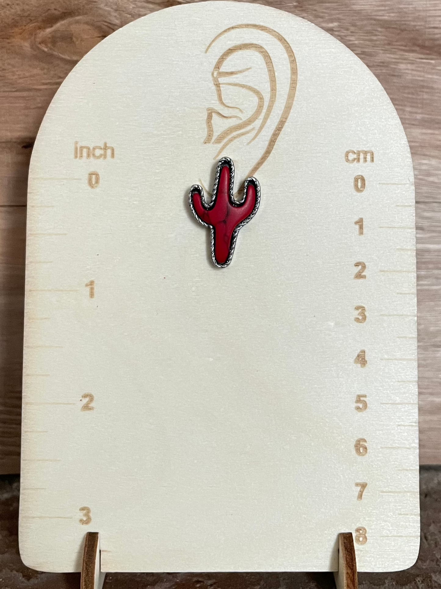 Red Saguaro Cactus Stud Earrings