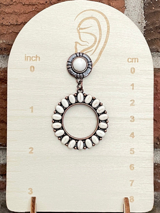 Faux White Buffalo Circle Cluster Earrings