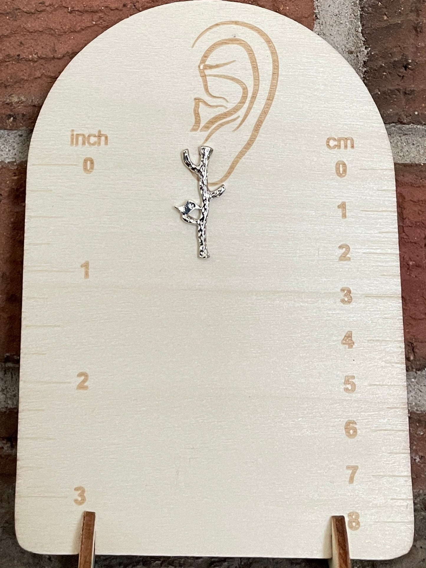 Bird on a Branch Earrings - Silver