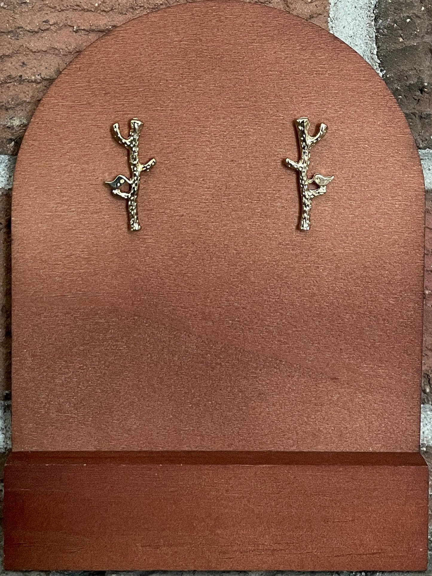 Bird on a Branch Earrings - Gold