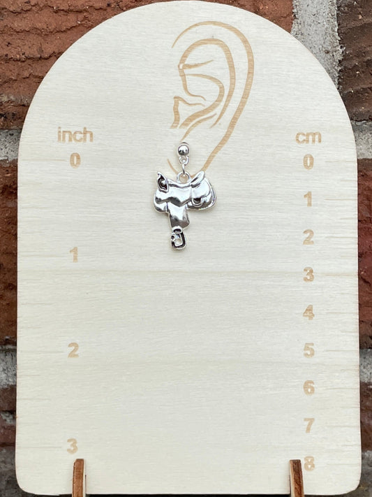 Silver Western Saddle Earrings