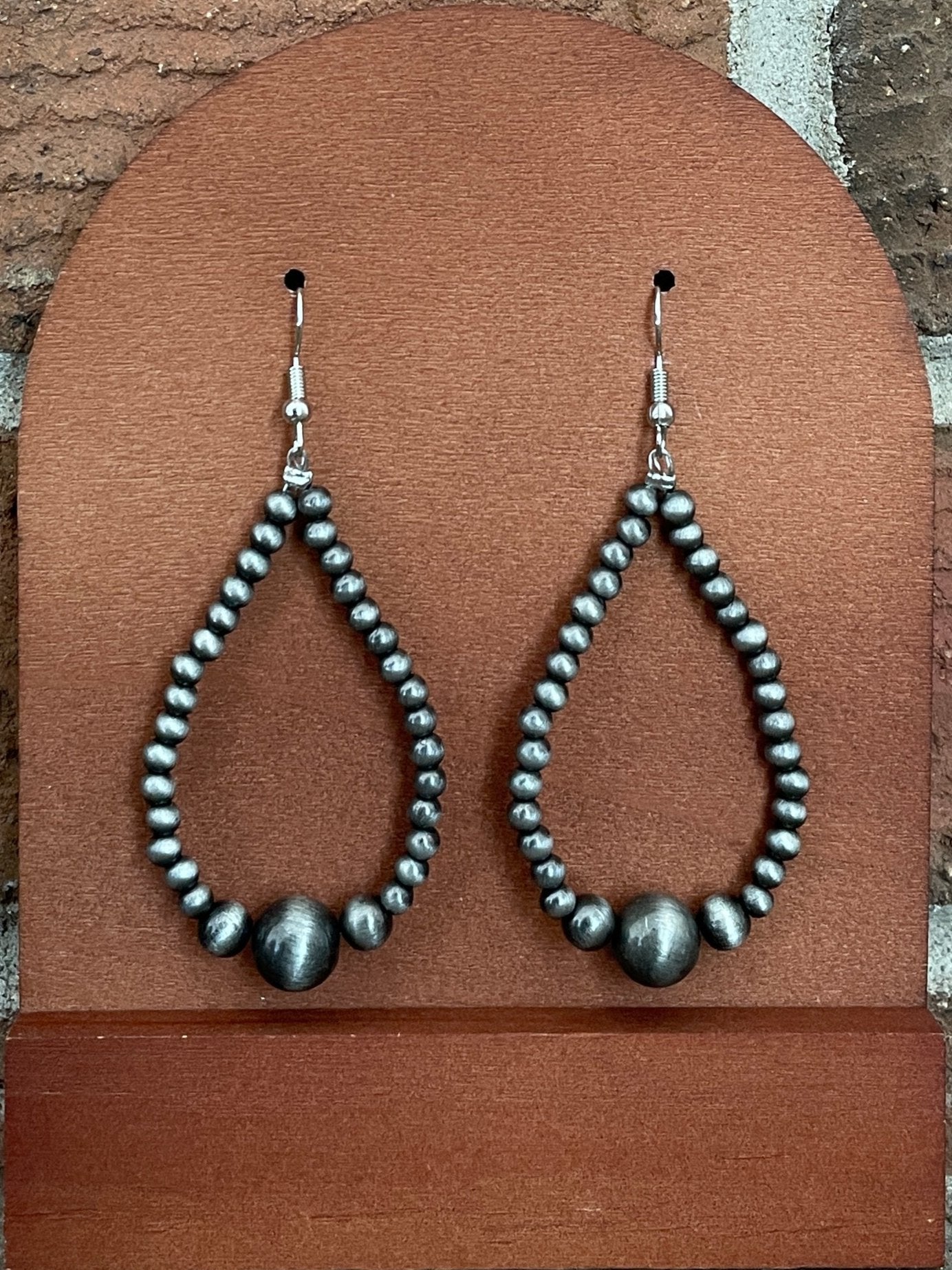 Navajo Style Pearl Teardrop Earrings